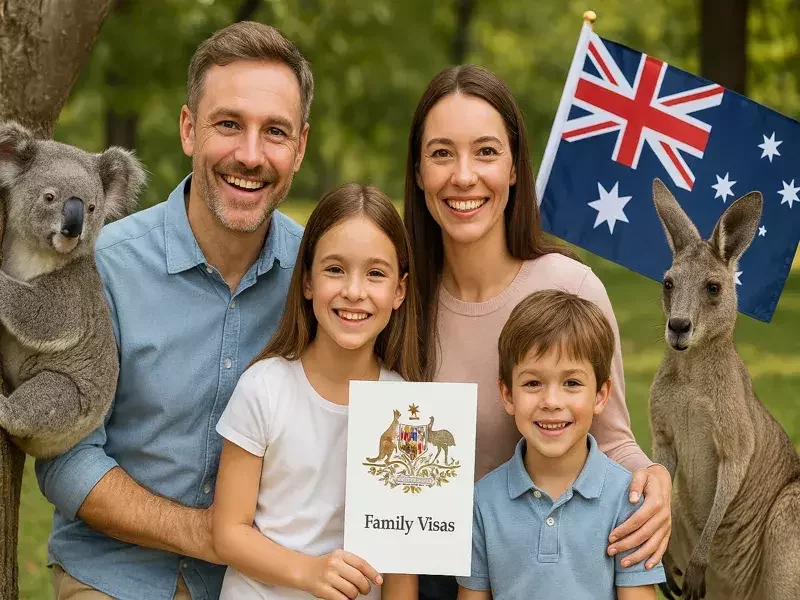 Australian-family-visa-approval-celebration-with-official-document-koala-kangaroo-and-flag